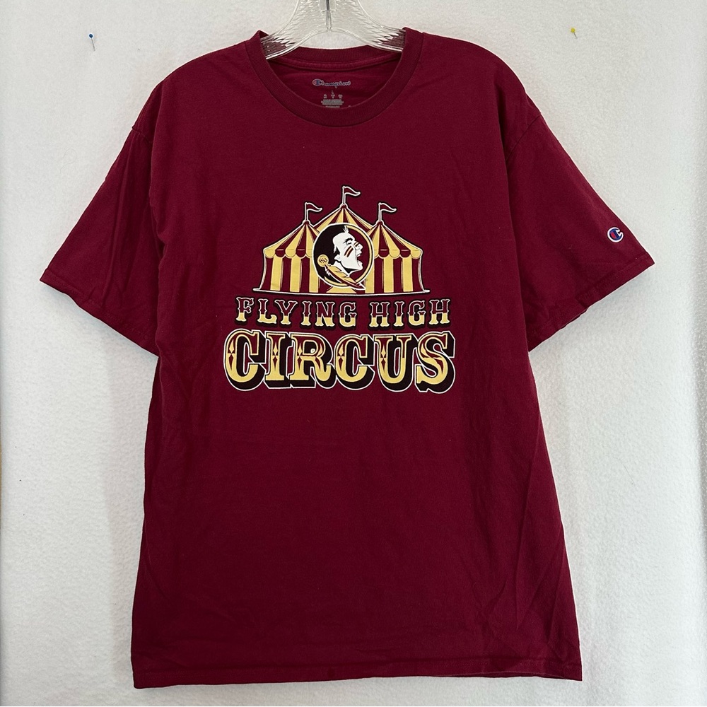 FSU Champion Flying High Circus Seminole Logo Short Sleeve T-Shirt Men’s Large
